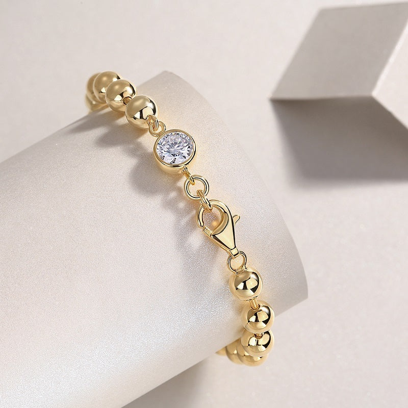 Golden Bead Moissanite Bracelet – 18K Plated Shine on Sterling Silver | Zariah Gold™