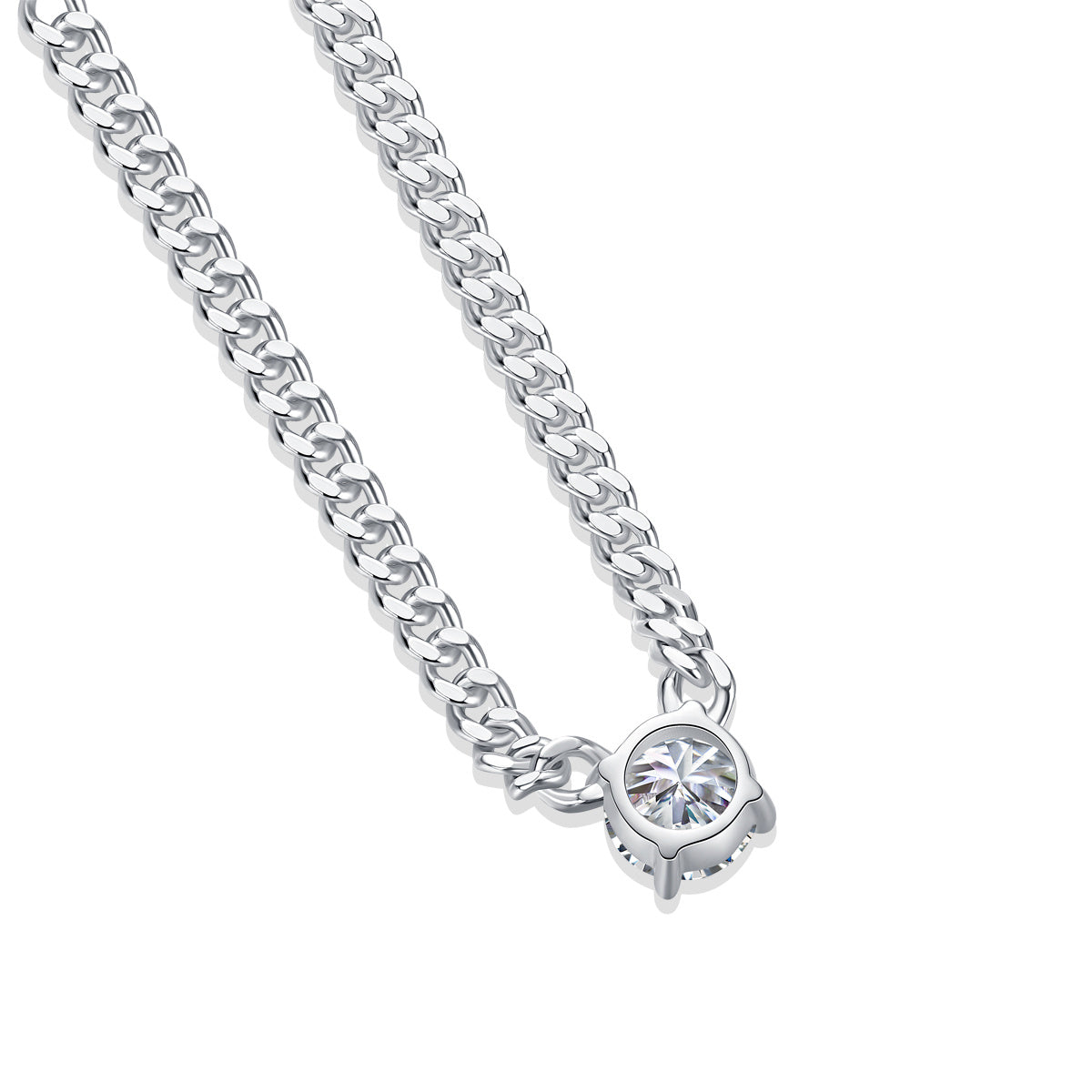 Cuban Link Solitaire Necklace – Bold Sterling Silver Statement | Zariah Gold™