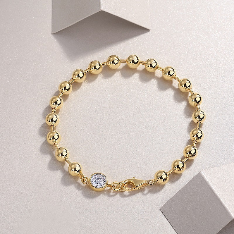 Golden Bead Moissanite Bracelet – 18K Plated Shine on Sterling Silver | Zariah Gold™