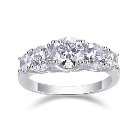 Five-Stone Moissanite Ring – 925 Silver Elegance | Zariah Gold™
