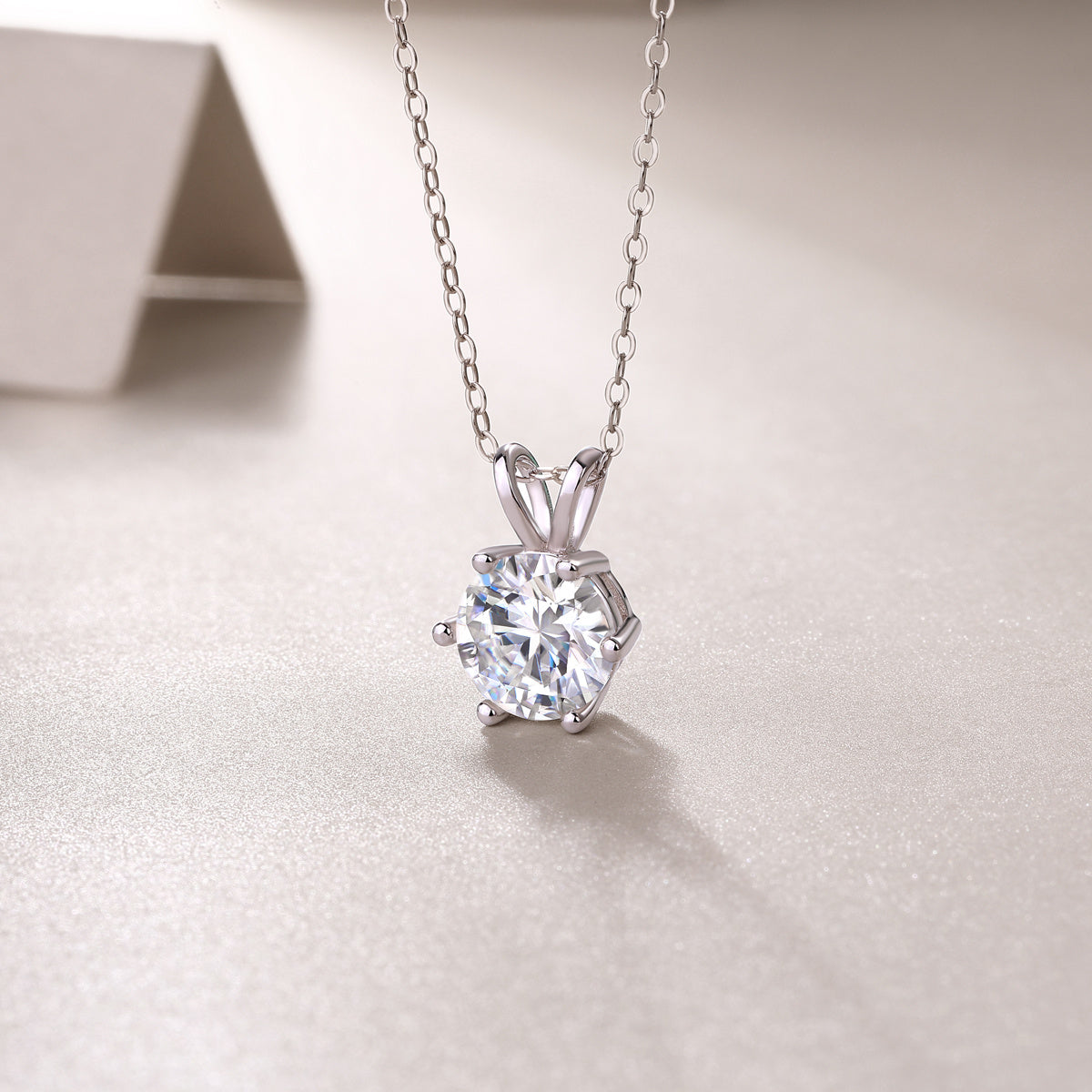 Radiant Solitaire Necklace – Moissanite Pendant in 925 Sterling Silver | Zariah Gold™