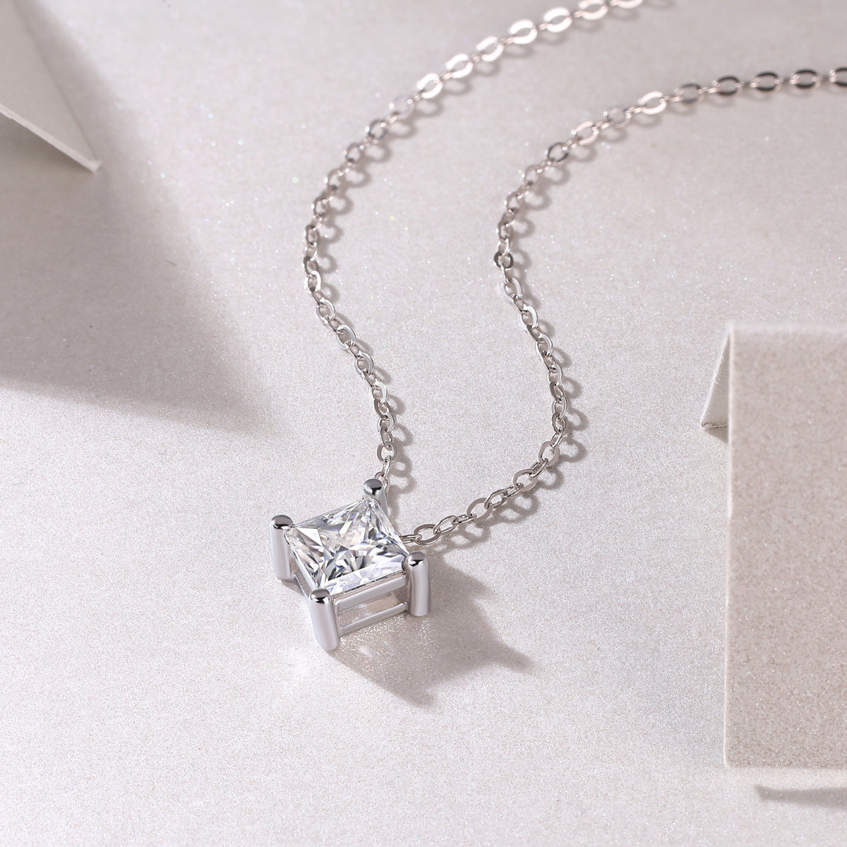 Princess Cut Solitaire Necklace – Sterling Silver Minimalist Pendant | Zariah Gold™