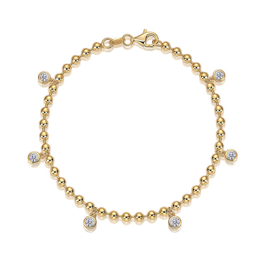 Golden Dots Charm Bracelet with Moissanite Accents | Zariah Gold™