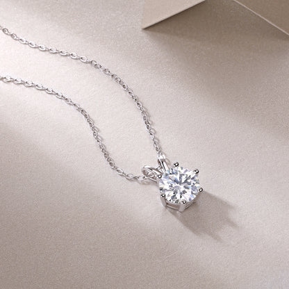 Radiant Solitaire Necklace – Moissanite Pendant in 925 Sterling Silver | Zariah Gold™