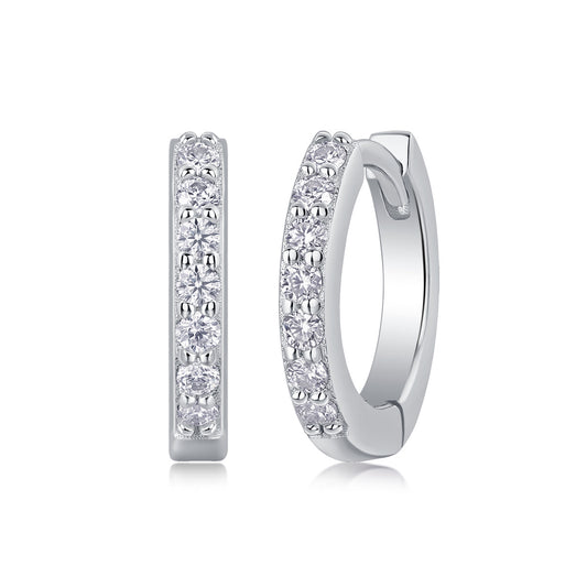 Elegant Moissanite Huggie Hoop Earrings – 925 Silver Sparkle | Zariah Gold™