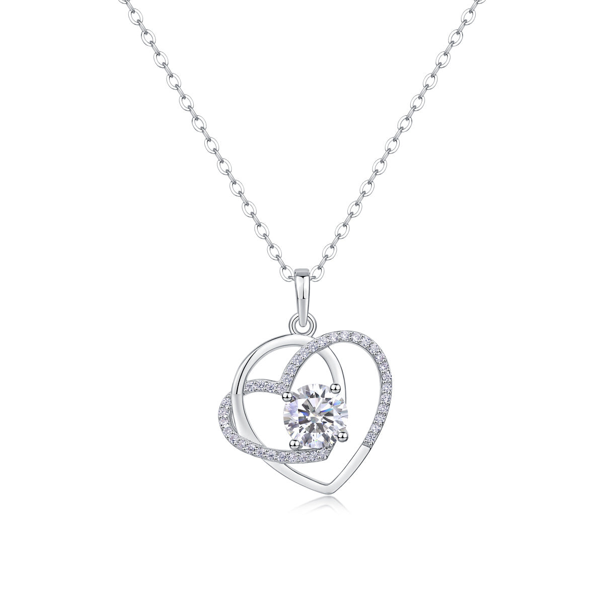 Double Heart Moissanite Necklace – Sterling Silver Love Pendant | Zariah Gold™