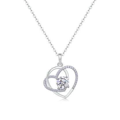 Double Heart Moissanite Necklace – Sterling Silver Love Pendant | Zariah Gold™