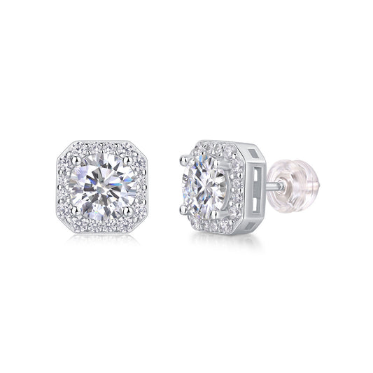 Halo Cushion Moissanite Studs – Timeless 925 Silver Glow | Zariah Gold™