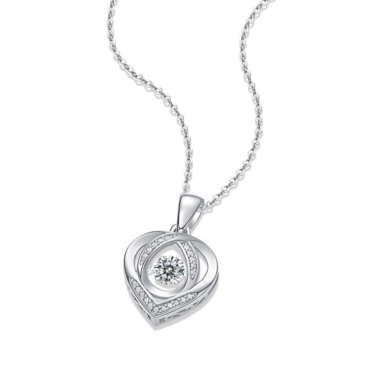 Dancing Heart Moissanite Necklace in 925 Silver | Zariah Gold™