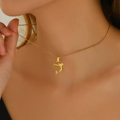 Dolphin Heart Set – 18K Gold-Plated Necklace & Stud Earrings | Zariah Love™