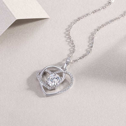 Double Heart Moissanite Necklace – Sterling Silver Love Pendant | Zariah Gold™