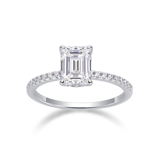 Emerald Cut Solitaire Ring – Moissanite on 925 Silver Band | Zariah Gold™