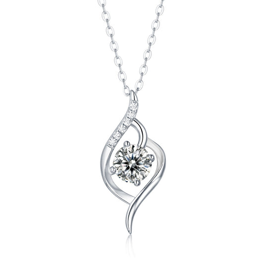 Eternal Flame Necklace – Moissanite Pendant in 925 Silver Sparkle Twist | Zariah Gold™