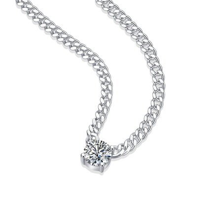 Cuban Link Solitaire Necklace – Bold Sterling Silver Statement | Zariah Gold™
