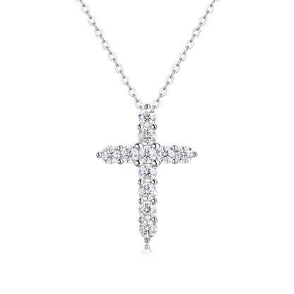 Radiant Moissanite Cross Necklace – 925 Sterling Silver | Zariah Gold™