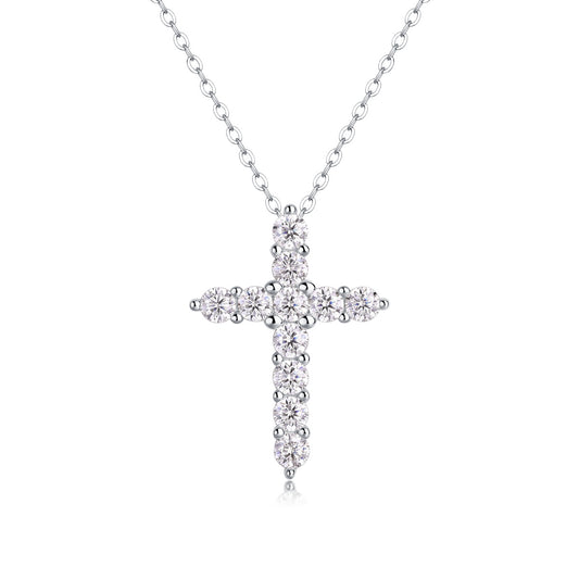 Radiant Moissanite Cross Necklace – 925 Sterling Silver | Zariah Gold™