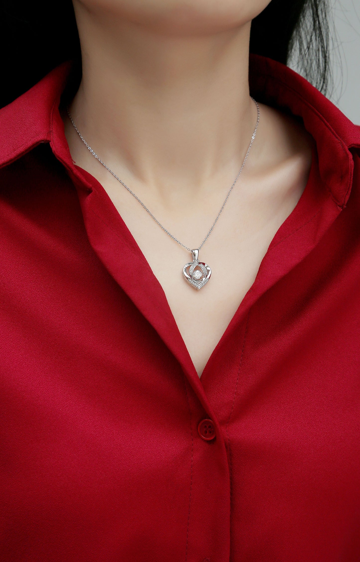 Dancing Heart Moissanite Necklace in 925 Silver | Zariah Gold™