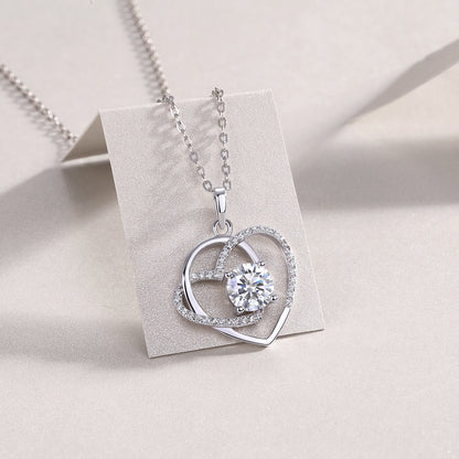 Double Heart Moissanite Necklace – Sterling Silver Love Pendant | Zariah Gold™
