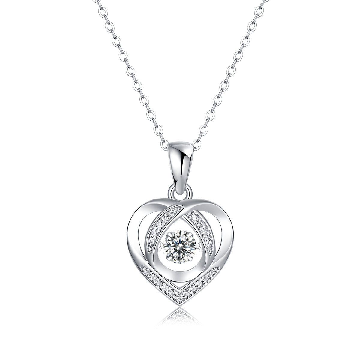 Dancing Heart Moissanite Necklace in 925 Silver | Zariah Gold™