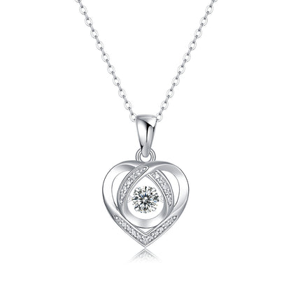 Dancing Heart Moissanite Necklace in 925 Silver | Zariah Gold™