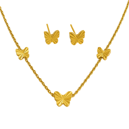 Golden Monarch Set – 18K Gold-Plated Butterfly Necklace & Stud Earrings | Zariah Gold™