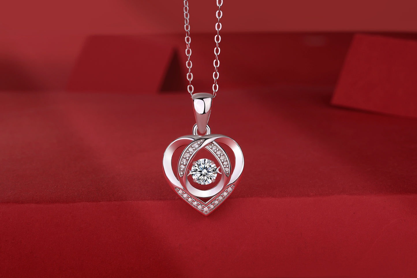 Dancing Heart Moissanite Necklace in 925 Silver | Zariah Gold™