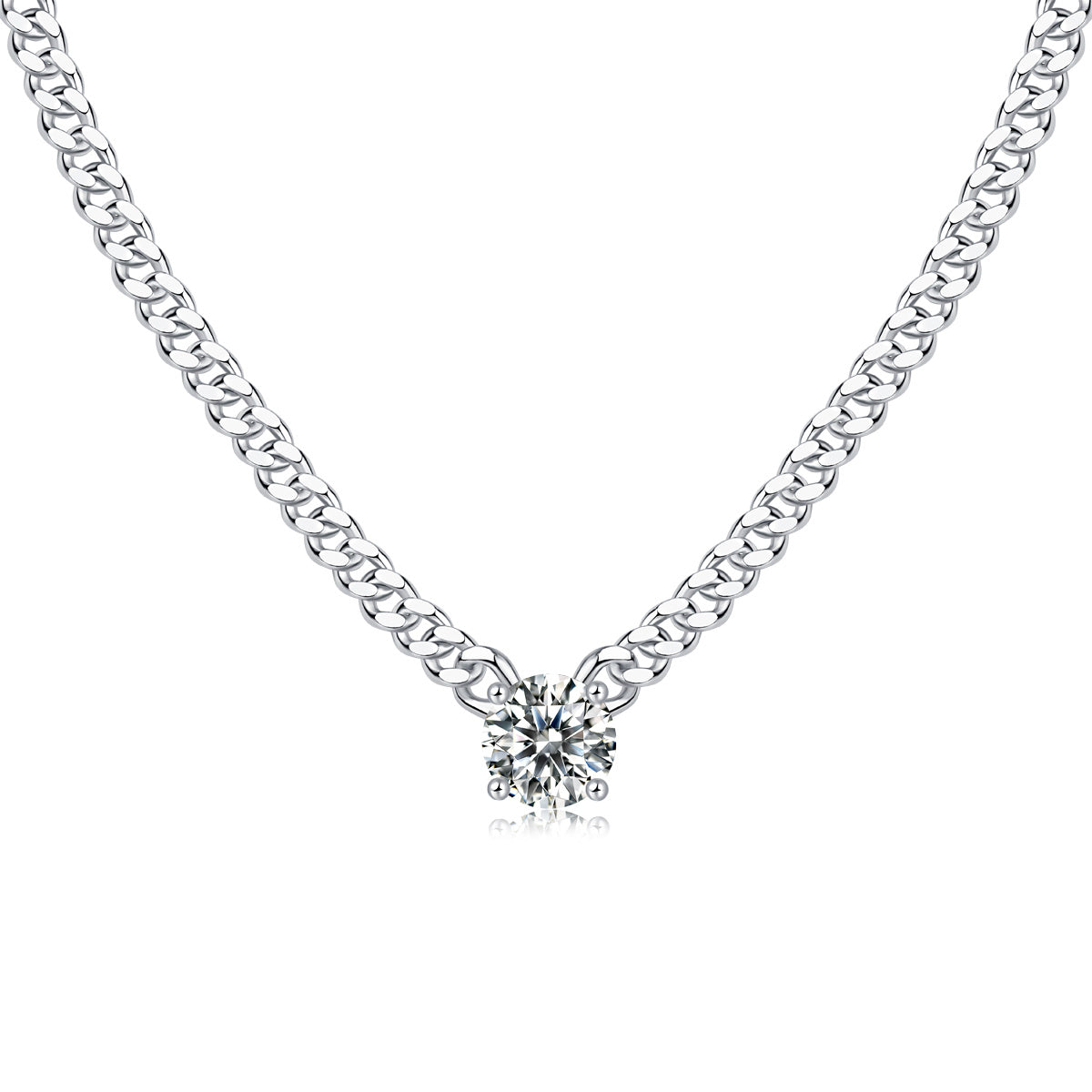 Cuban Link Solitaire Necklace – Bold Sterling Silver Statement | Zariah Gold™