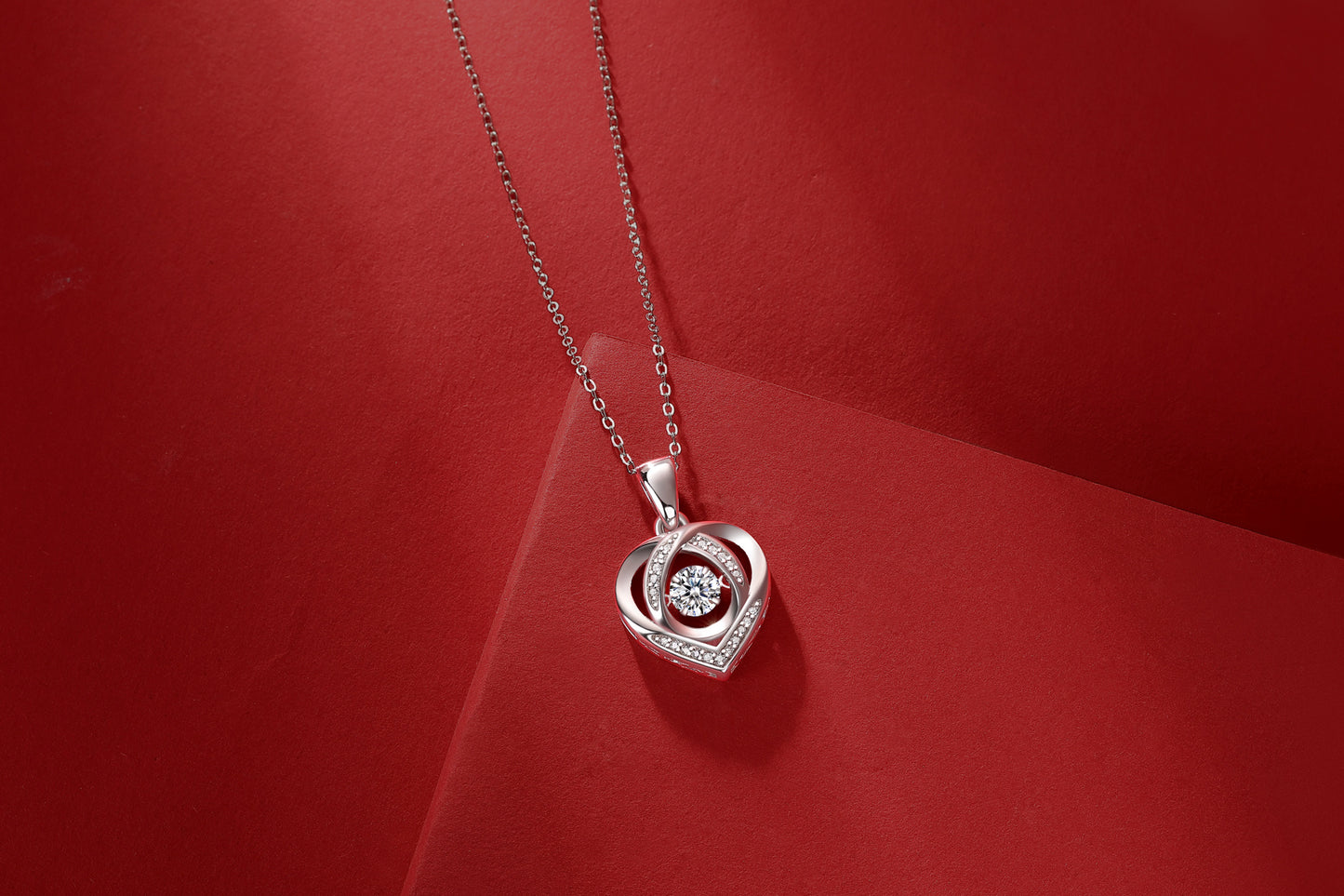 Dancing Heart Moissanite Necklace in 925 Silver | Zariah Gold™