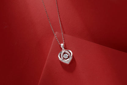 Dancing Heart Moissanite Necklace in 925 Silver | Zariah Gold™