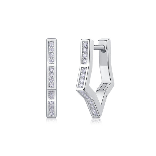 Geometric Moissanite Hoop Earrings – Modern Elegance in 925 Silver | Zariah Gold™