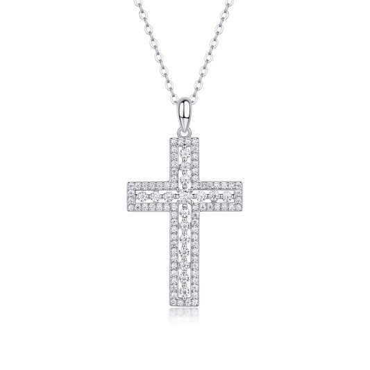 Sacred Radiance Cross – Moissanite Pendant in 925 Sterling Silver | Zariah Gold™