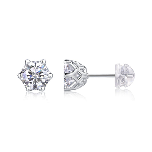 Freehand Bloom Moissanite Earrings – Sterling Silver Studs | Zariah Luxe™