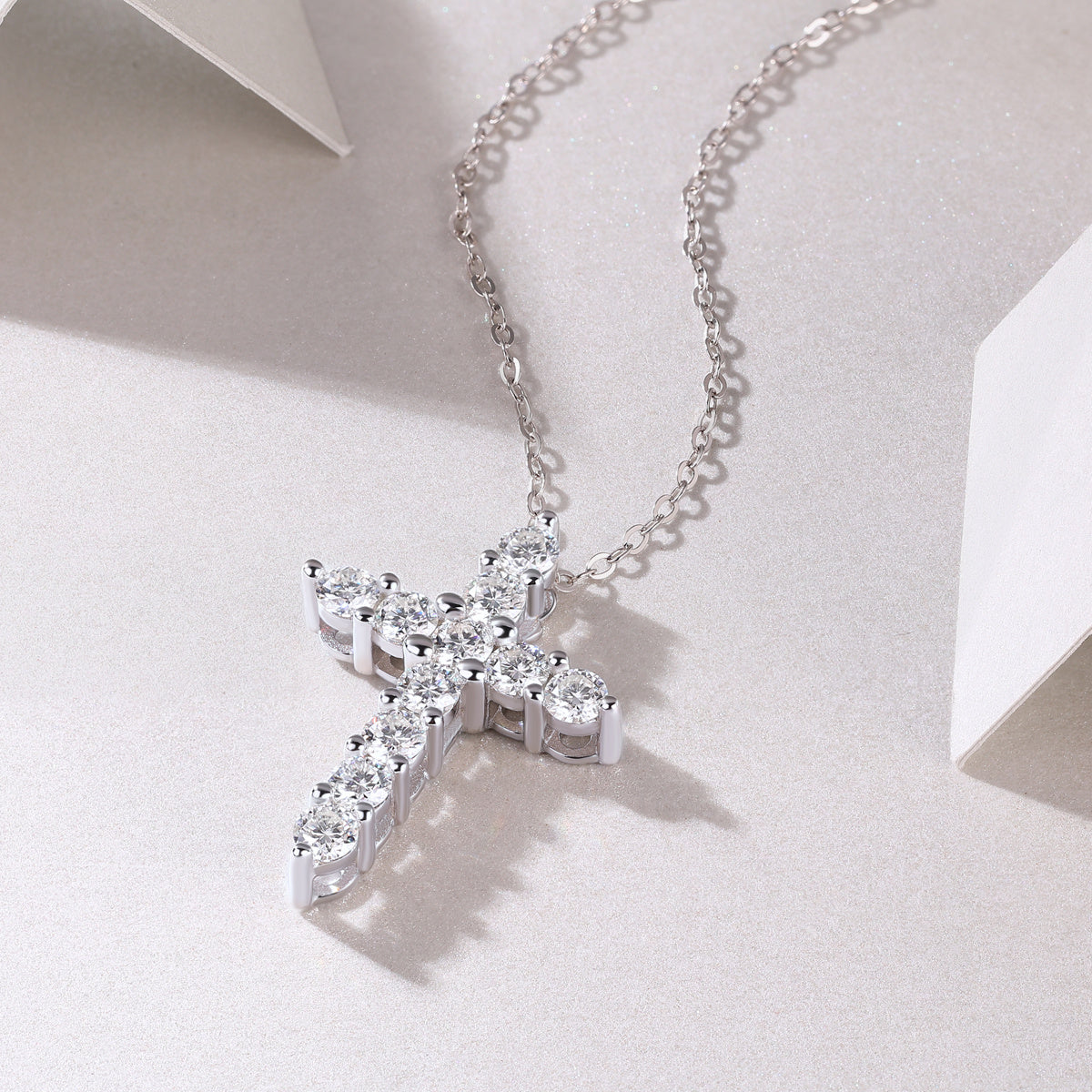 Radiant Moissanite Cross Necklace – 925 Sterling Silver | Zariah Gold™