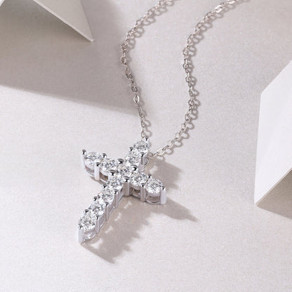 Radiant Moissanite Cross Necklace – 925 Sterling Silver | Zariah Gold™