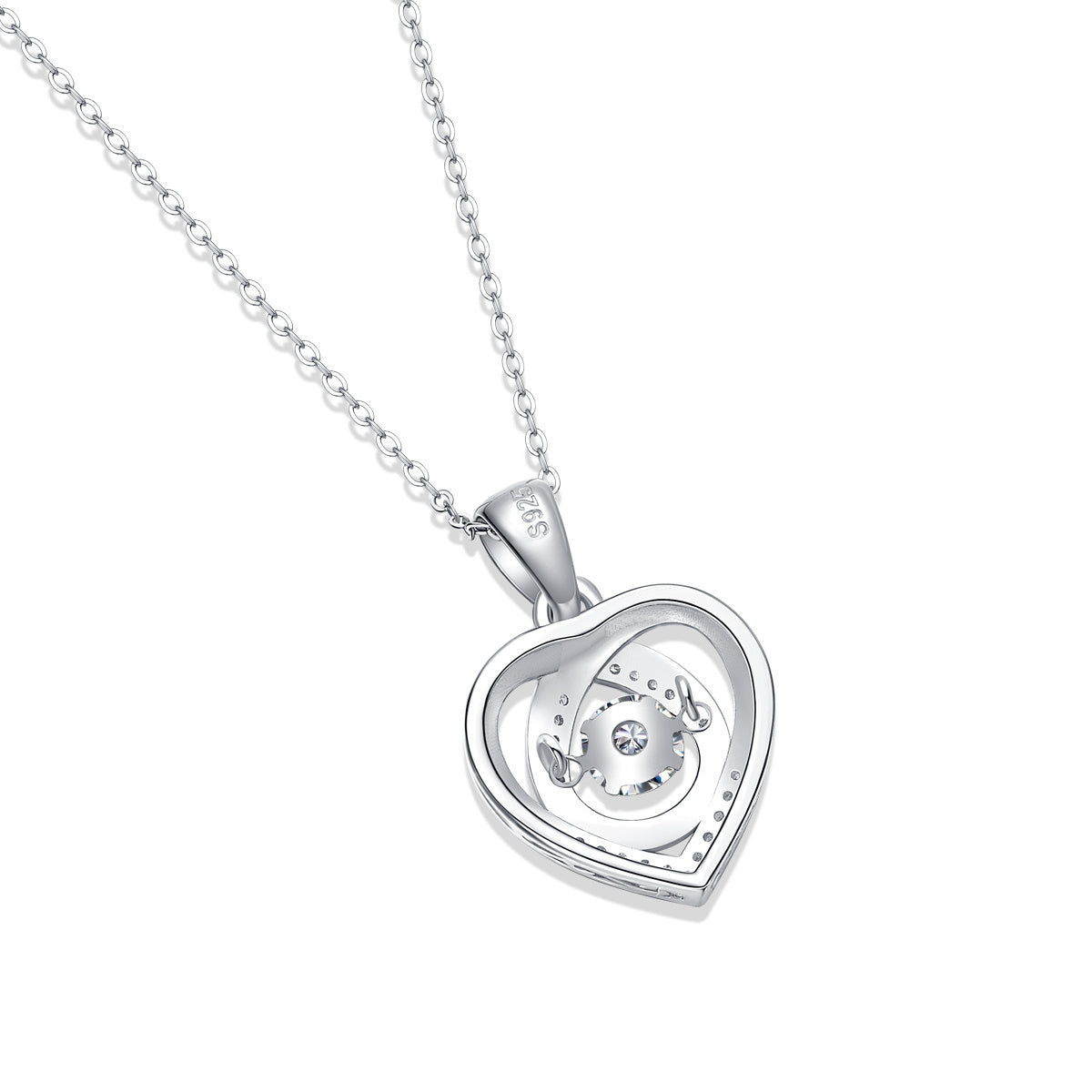 Dancing Heart Moissanite Necklace in 925 Silver | Zariah Gold™
