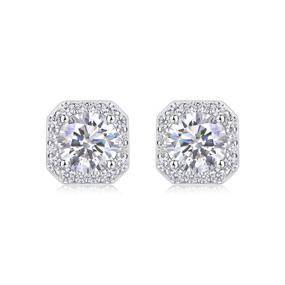 Halo Cushion Moissanite Studs – Timeless 925 Silver Glow | Zariah Gold™