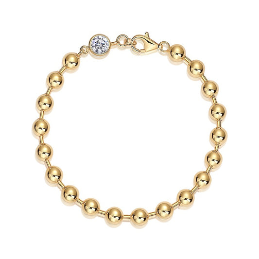 Golden Bead Moissanite Bracelet – 18K Plated Shine on Sterling Silver | Zariah Gold™